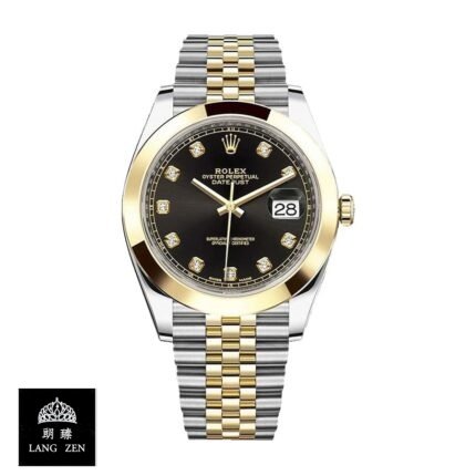 Rolex Datejust Black Diamond Dial Steel Yellow Gold 126303BKDJ Jubilee Replica