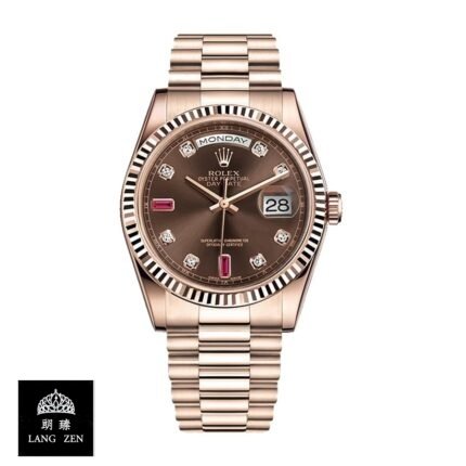 Rolex Day-Date 128235 AR Rose Gold Wrapped Chocolate Dial Replica