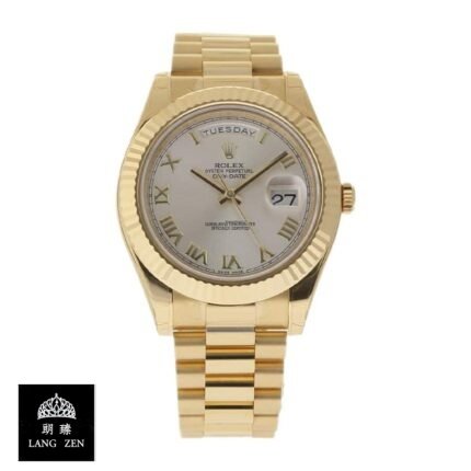Rolex Day-Date II Collection Gold Silver White Dial 218238 Replica