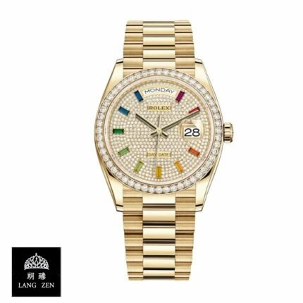 Rolex Day-Date Yellow Gold With Pave Diamond Dial Sapphire 128348RBR-0030 Replica